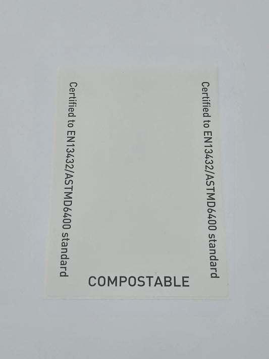 EcoJerks Compostable Shipping Labels — EN13432 / ASTM D6400 Certified
