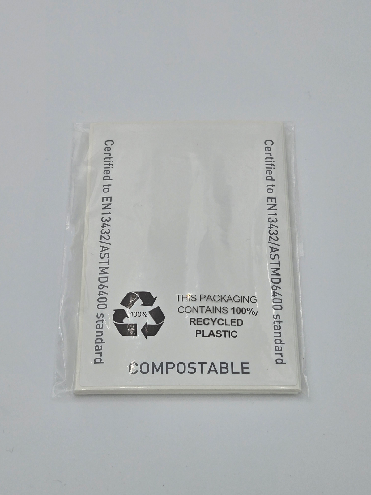 50 pack of single compostable shipping labels certified to EN13432 and ASTM D6400 composting standards